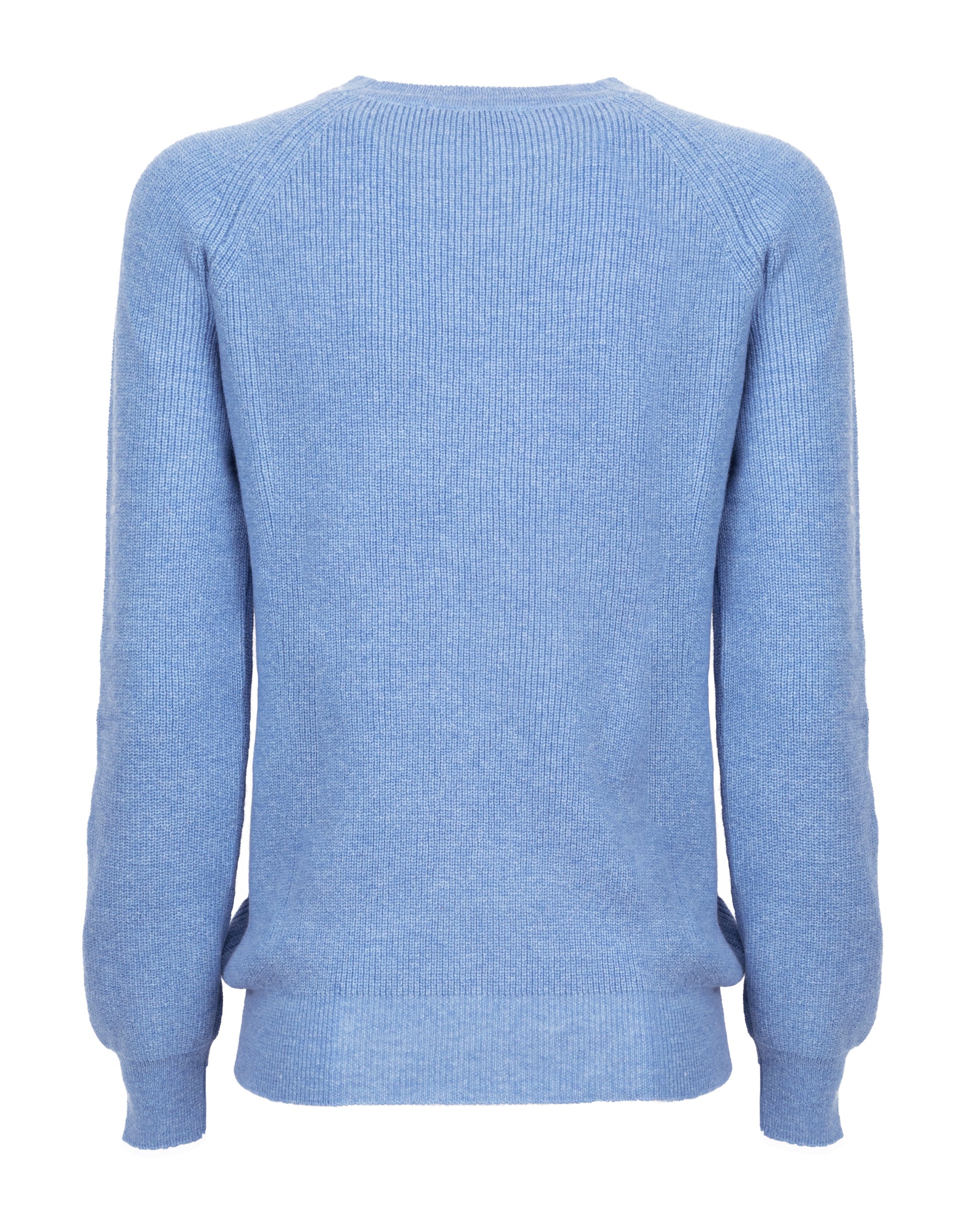 Womens Merino Cashmere Brioche Rib Sweatshirt Sky Blue Made in Italy 7