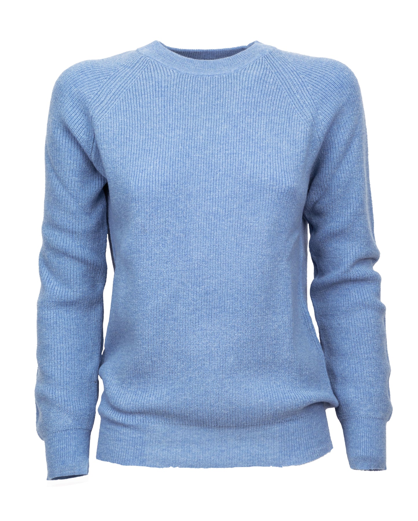Womens Merino Cashmere Brioche Rib Sweatshirt Sky Blue Made in Italy 6
