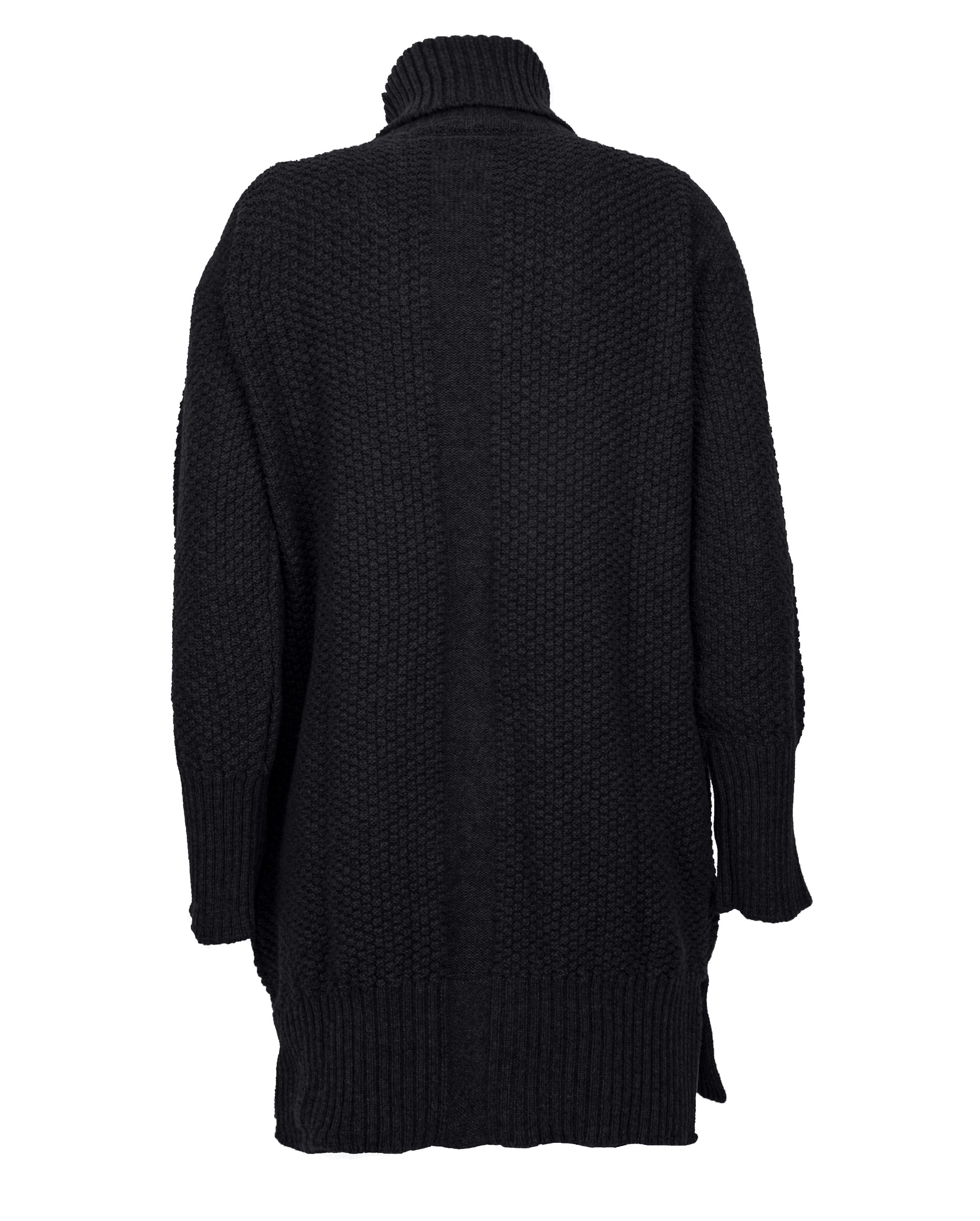 womens oversized turtleneck sweater cashmere lambswool blend Black Made In Italy 2