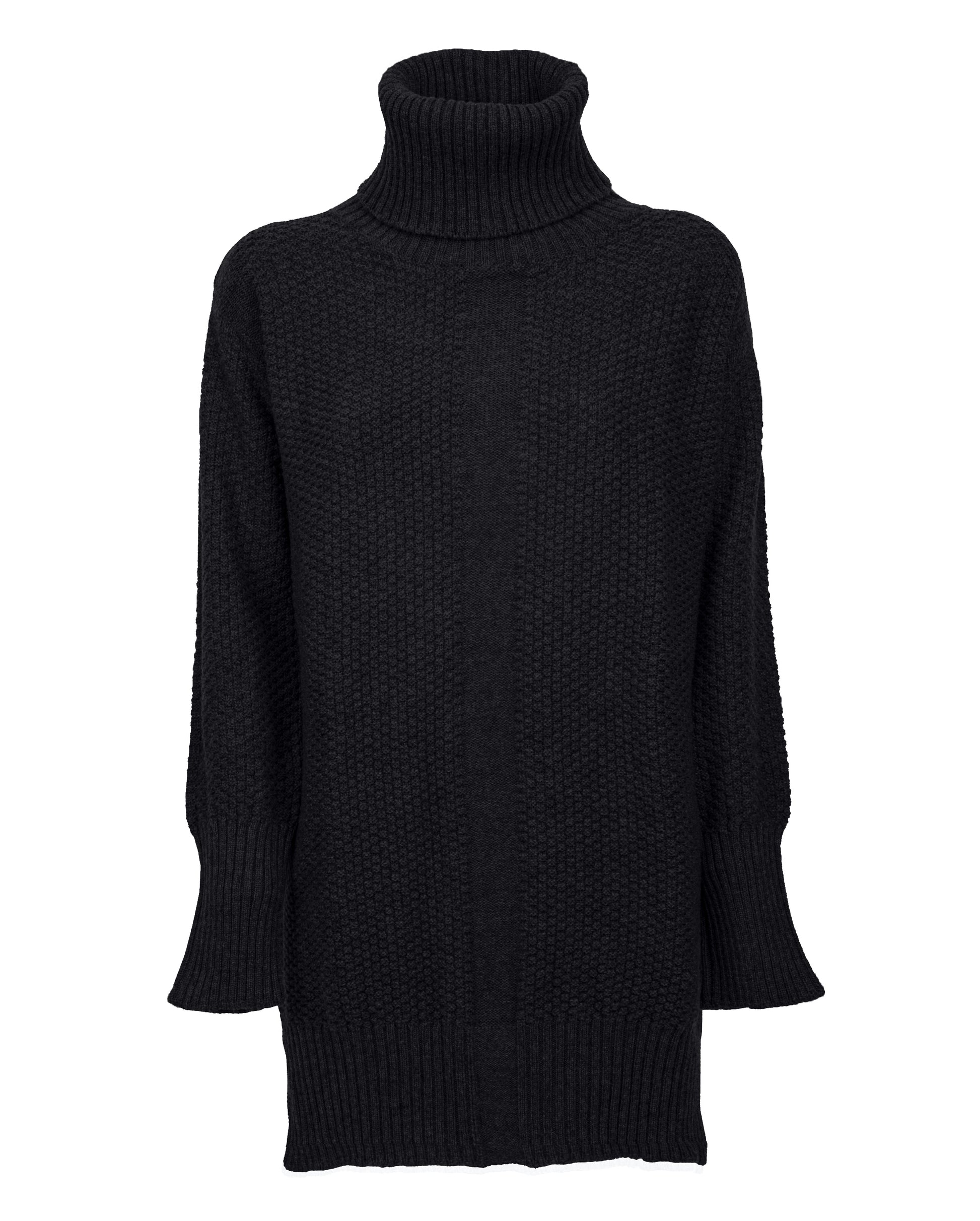 womens oversized turtleneck sweater cashmere lambswool blend Black Made In Italy 1