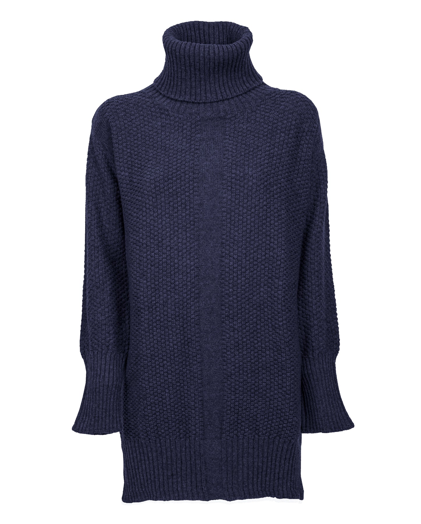 womens oversized turtleneck sweater cashmere lambswool blend Night BLue Made In Italy 1