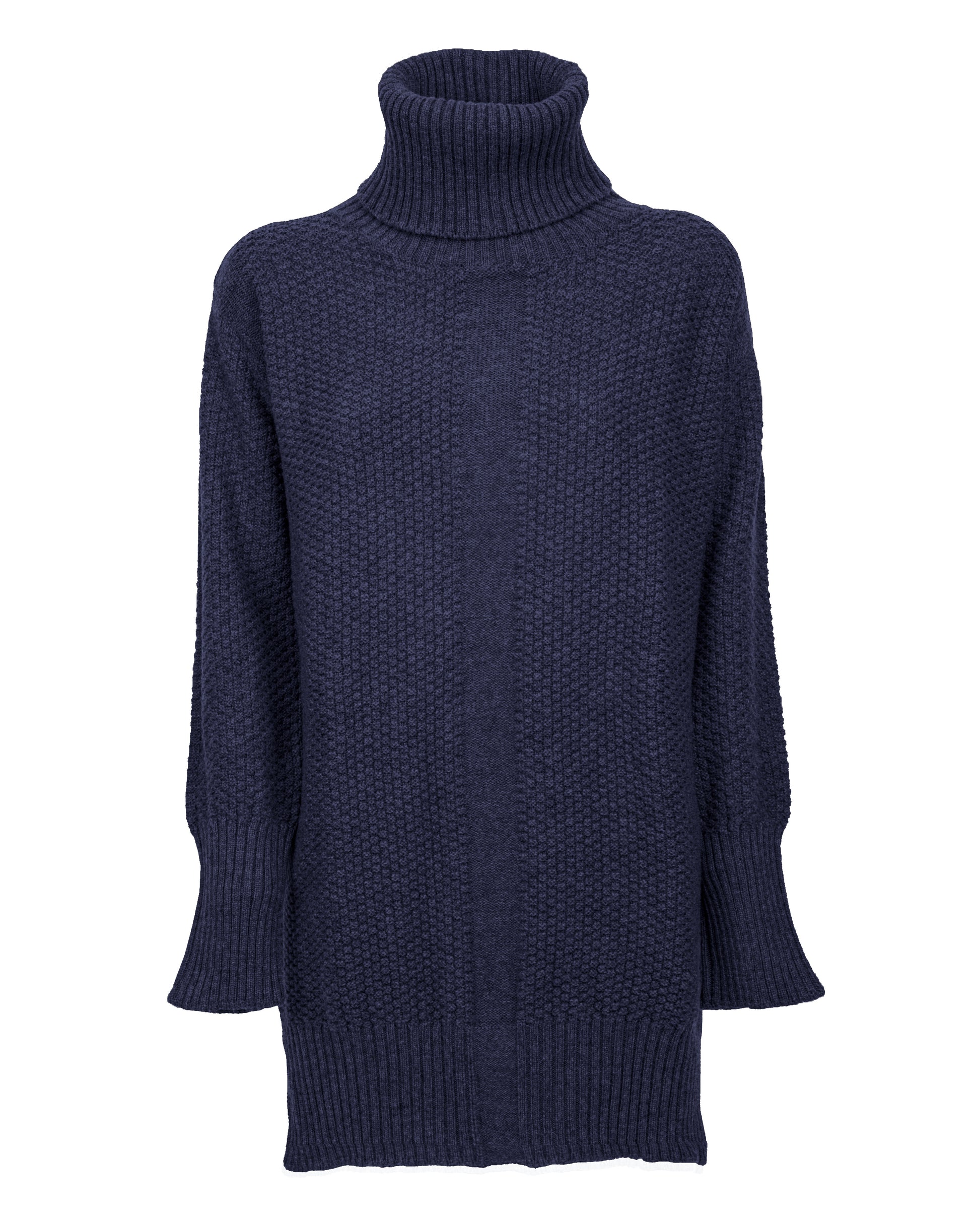 womens oversized turtleneck sweater cashmere lambswool blend Night BLue Made In Italy 1
