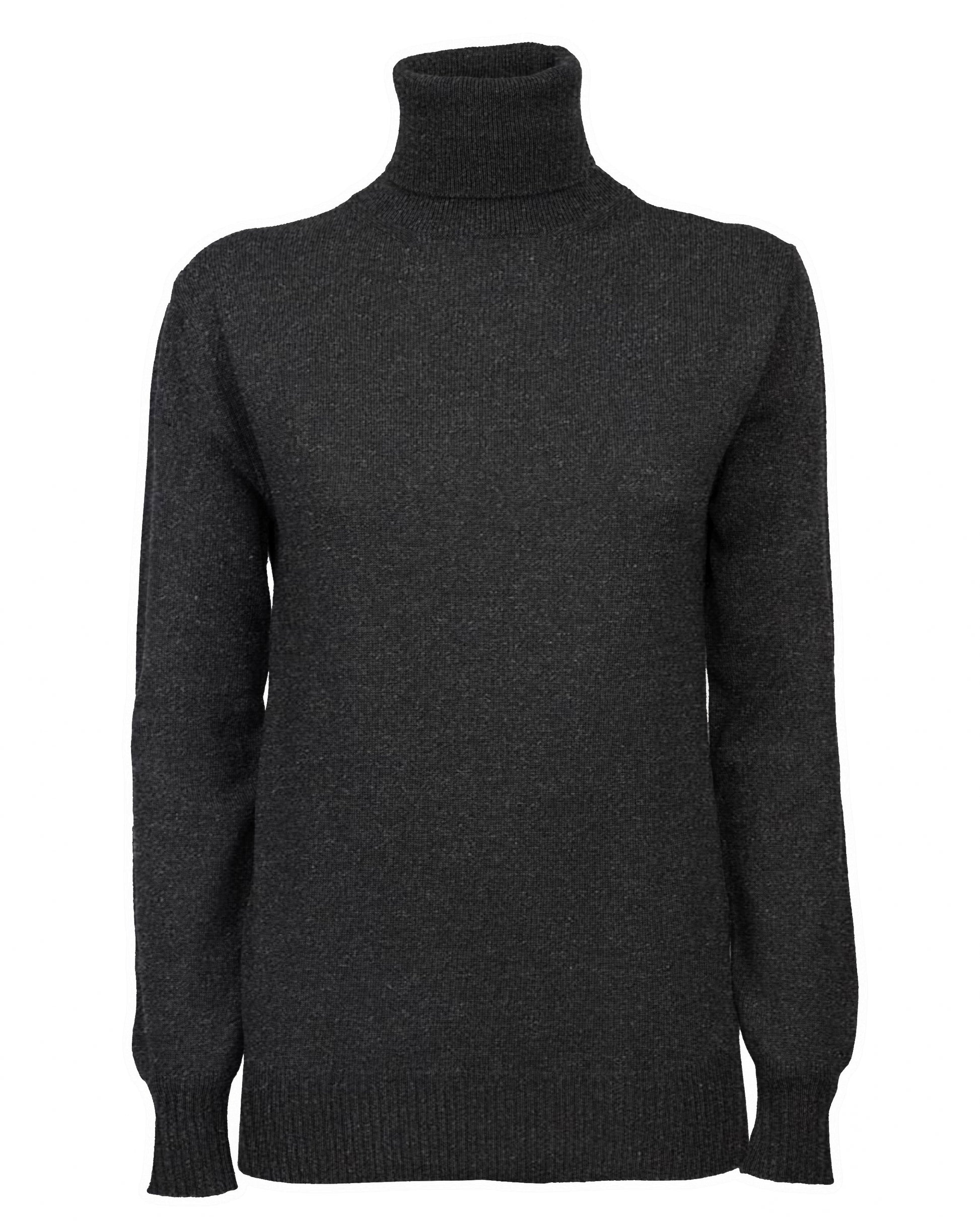 Womens Cashmere Turtleneck Sweater Charcoal Made In Italy 1