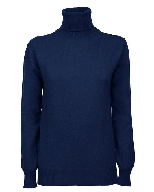 Womens Cashmere Turtleneck Sweater Melnage Blue Made In Italy 1