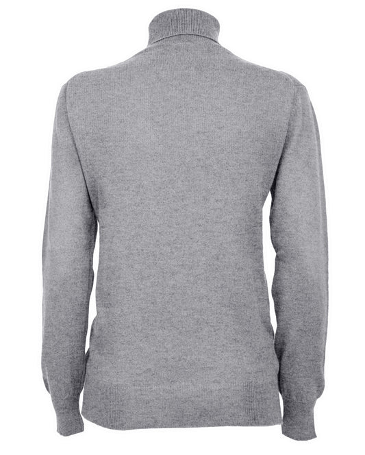 Womens Cashmere Turtleneck Sweater Melange Gray Made In Italy 1