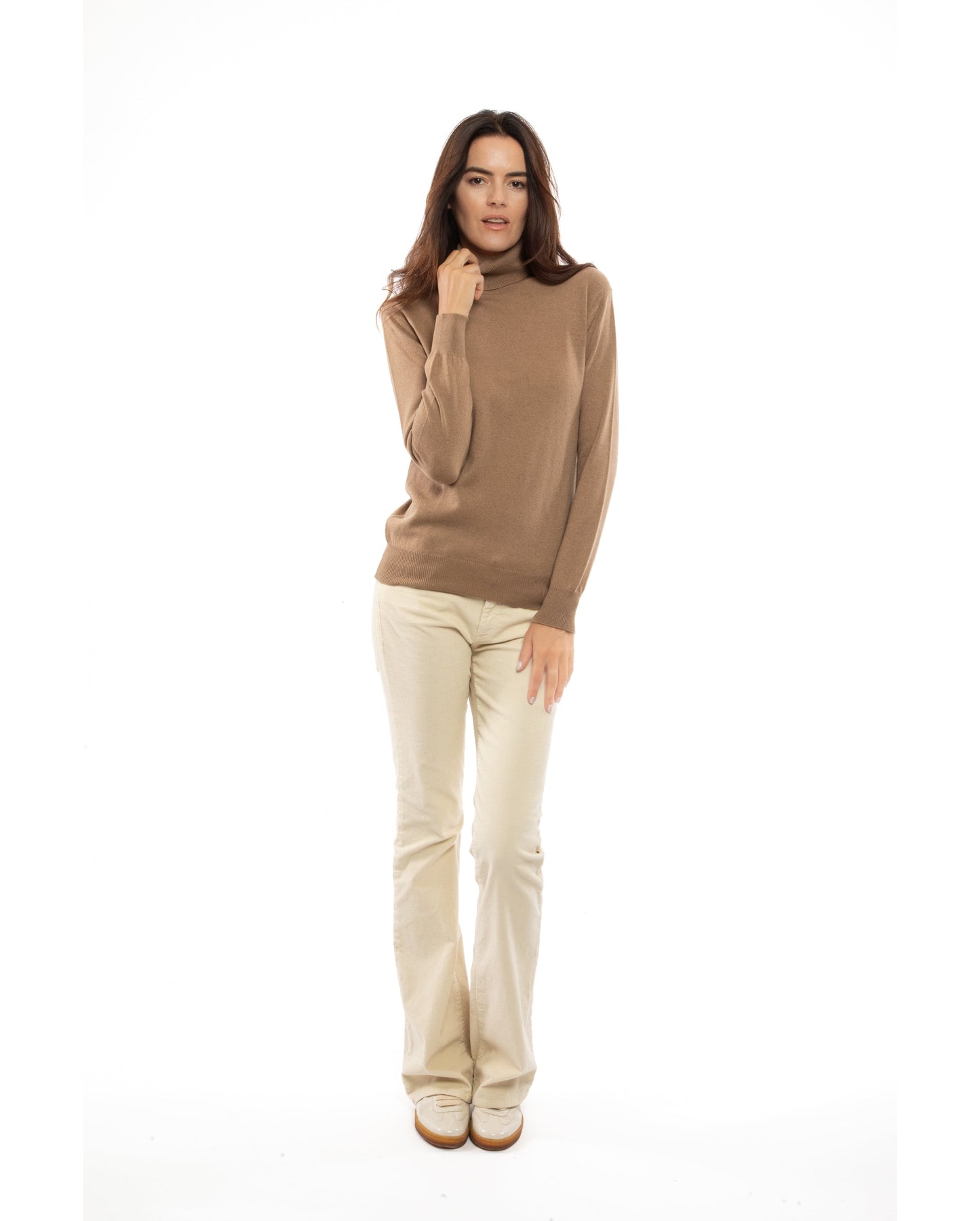 NEW FALL 24 - Women's Pure Cashmere Turtleneck Sweater Brown