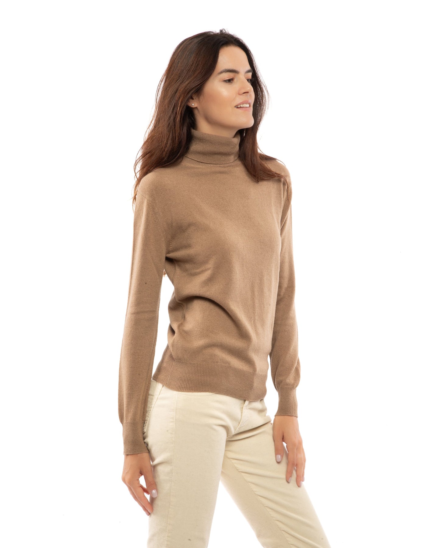 NEW FALL 24 - Women's Pure Cashmere Turtleneck Sweater Brown