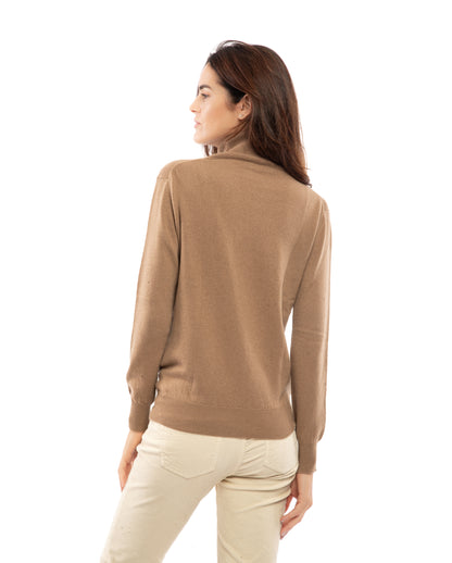 Women's Pure Cashmere Turtleneck Sweater Camel