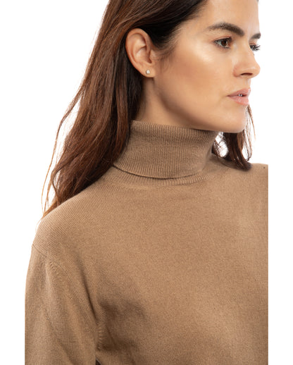 Women's Pure Cashmere Turtleneck Sweater Camel