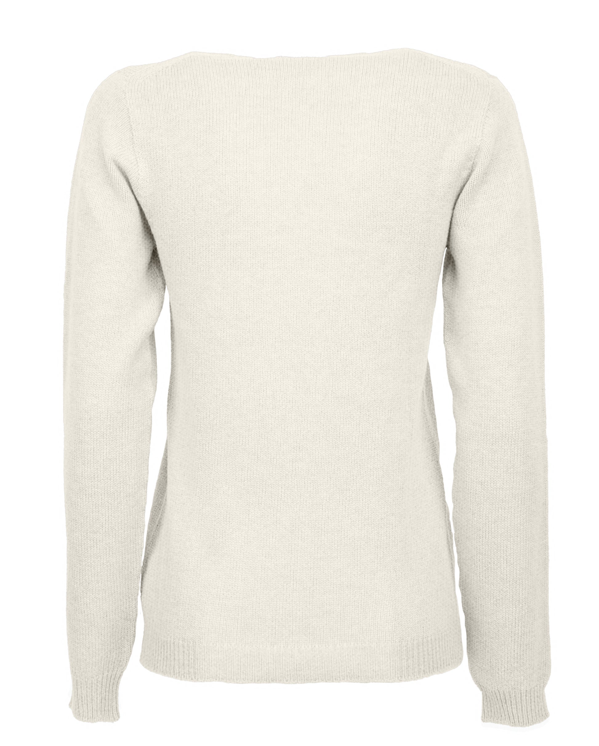 Womens Ultralight Cashmere Scoop Sweater Made In Italy Milk White 2