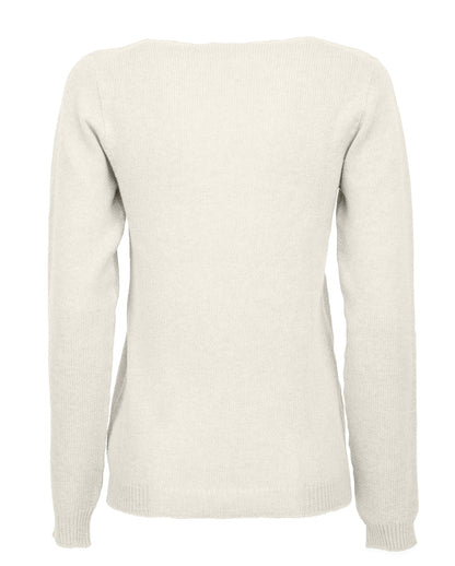 Womens Ultralight Cashmere Scoop Sweater Made In Italy Milk White 2