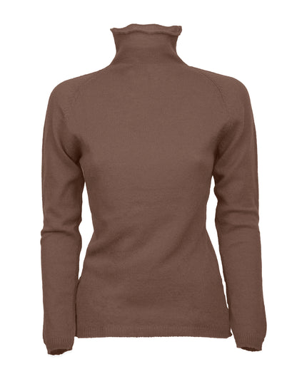 NEW FALL 24 - Women's Ultralight Cashmere Raglan Turtleneck Brown