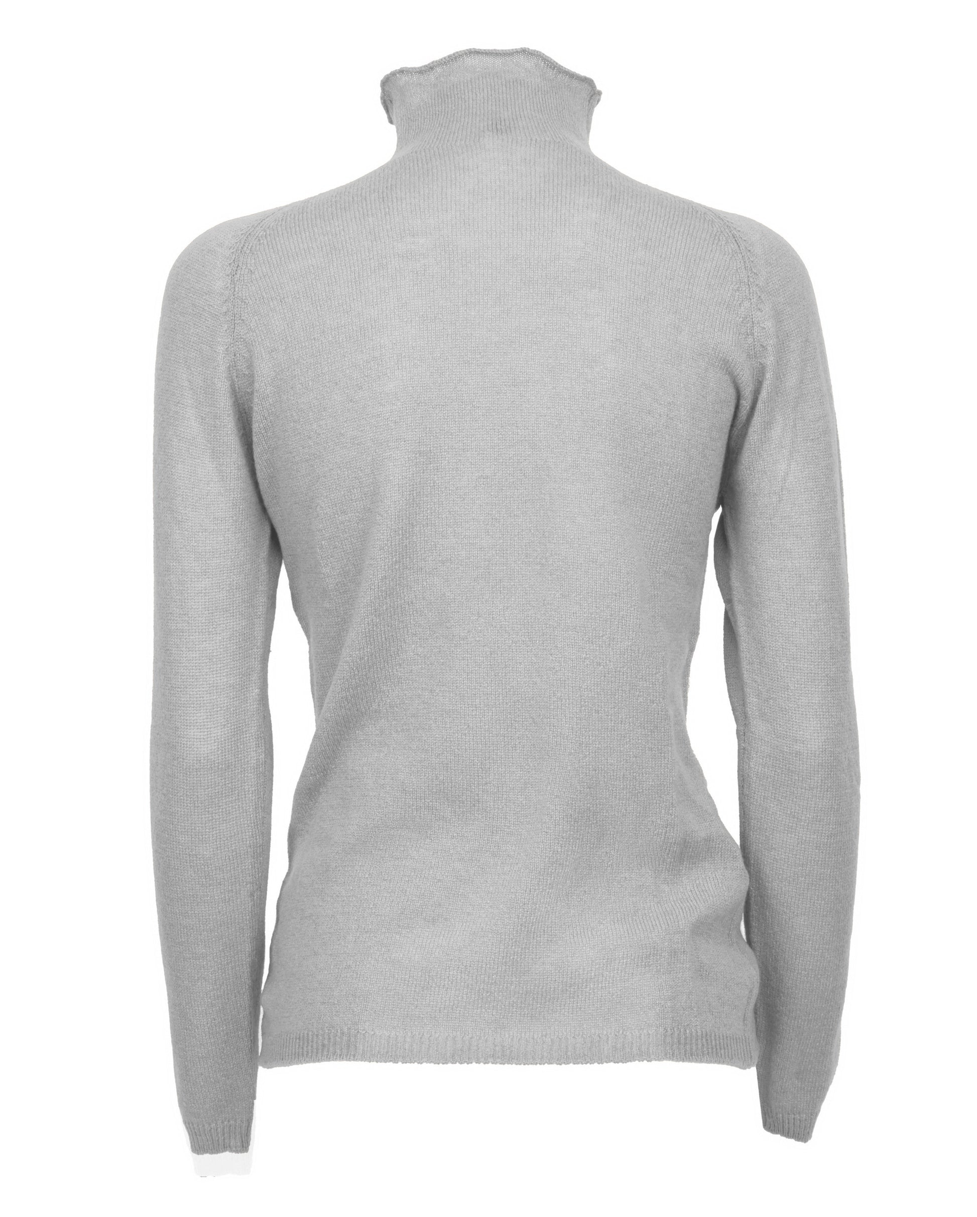 Womens Ultralight Cashmere Turtleneck Sweater Raglan Made In Italy Light Gray 2
