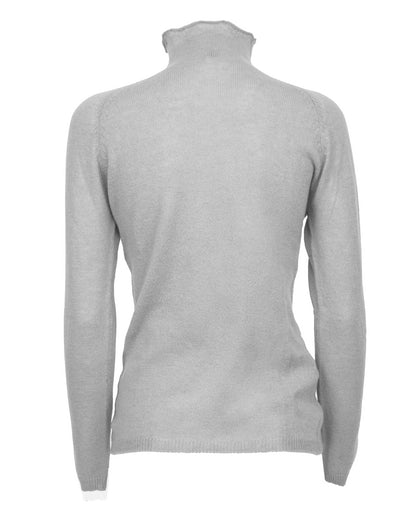 Womens Ultralight Cashmere Turtleneck Sweater Raglan Made In Italy Light Gray 2