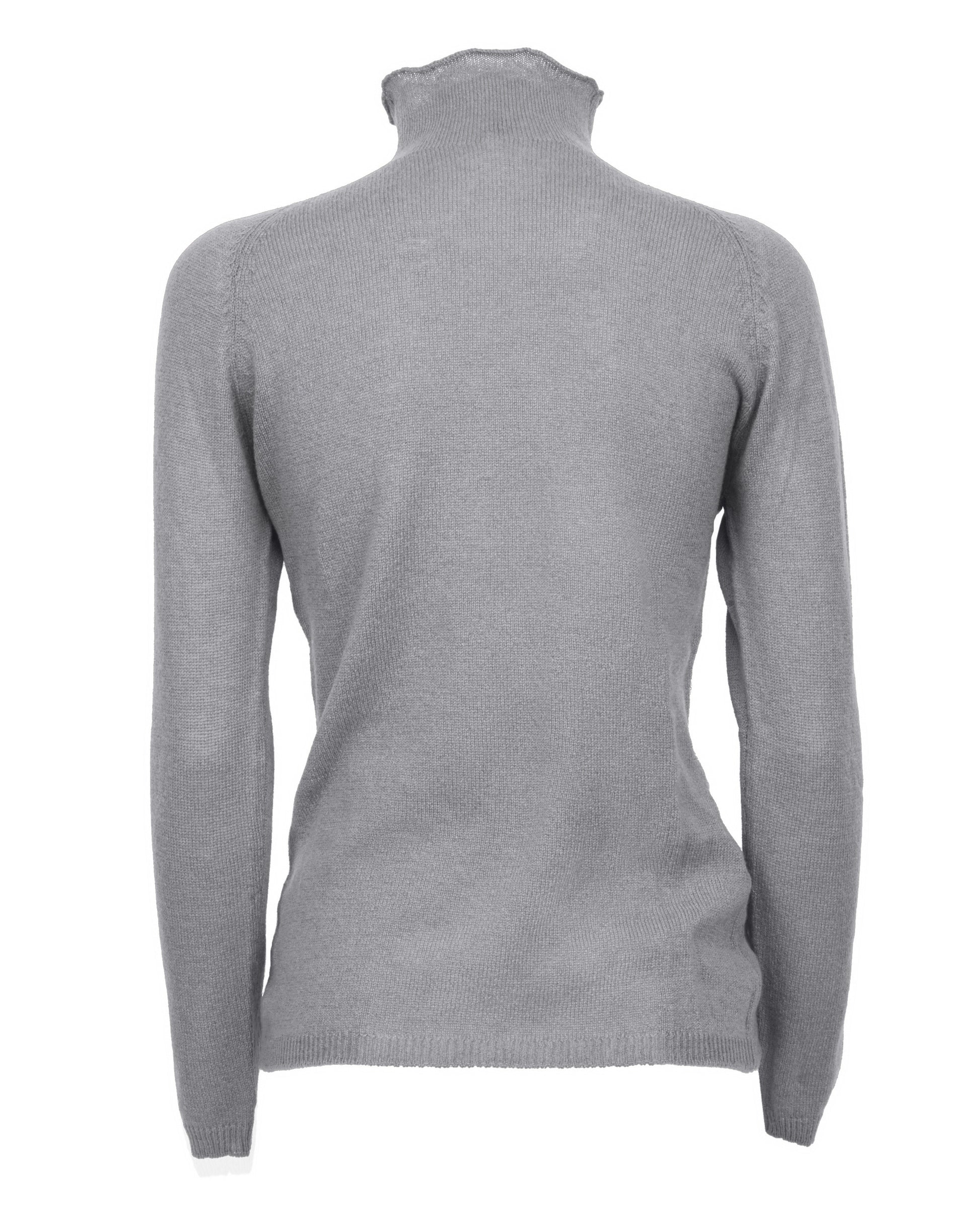 Womens Ultralight Cashmere Turtleneck Sweater Raglan Made In Italy Melange Gray 2