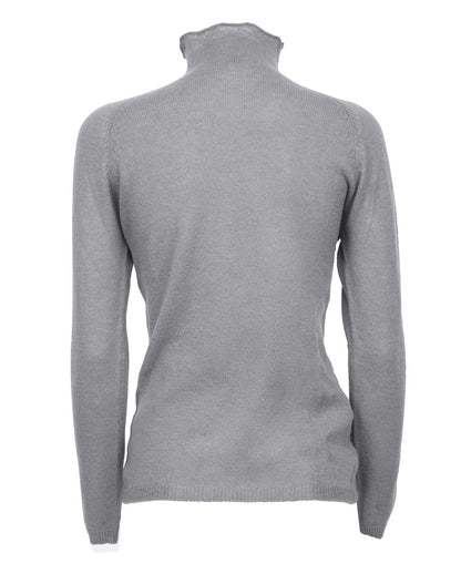 Womens Ultralight Cashmere Turtleneck Sweater Raglan Made In Italy Melange Gray 2