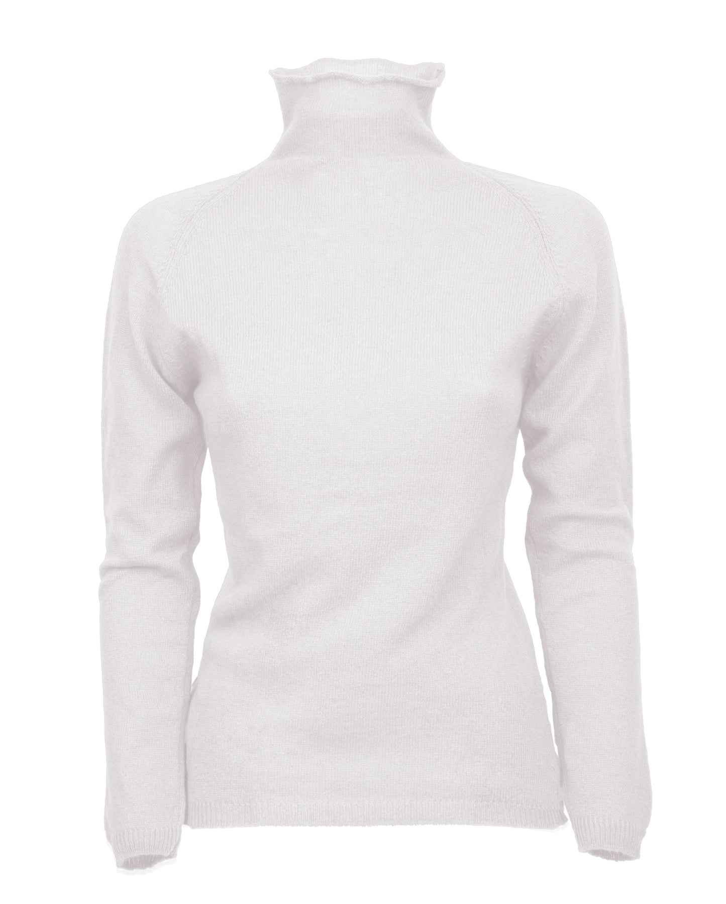 Womens Ultralight Cashmere Turtleneck Sweater Raglan Made In Italy Off White 1