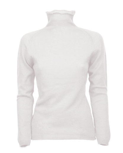 Womens Ultralight Cashmere Turtleneck Sweater Raglan Made In Italy Off White 1