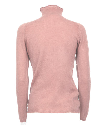 Womens Ultralight Cashmere Turtleneck Sweater Raglan Made In Italy Peach 2