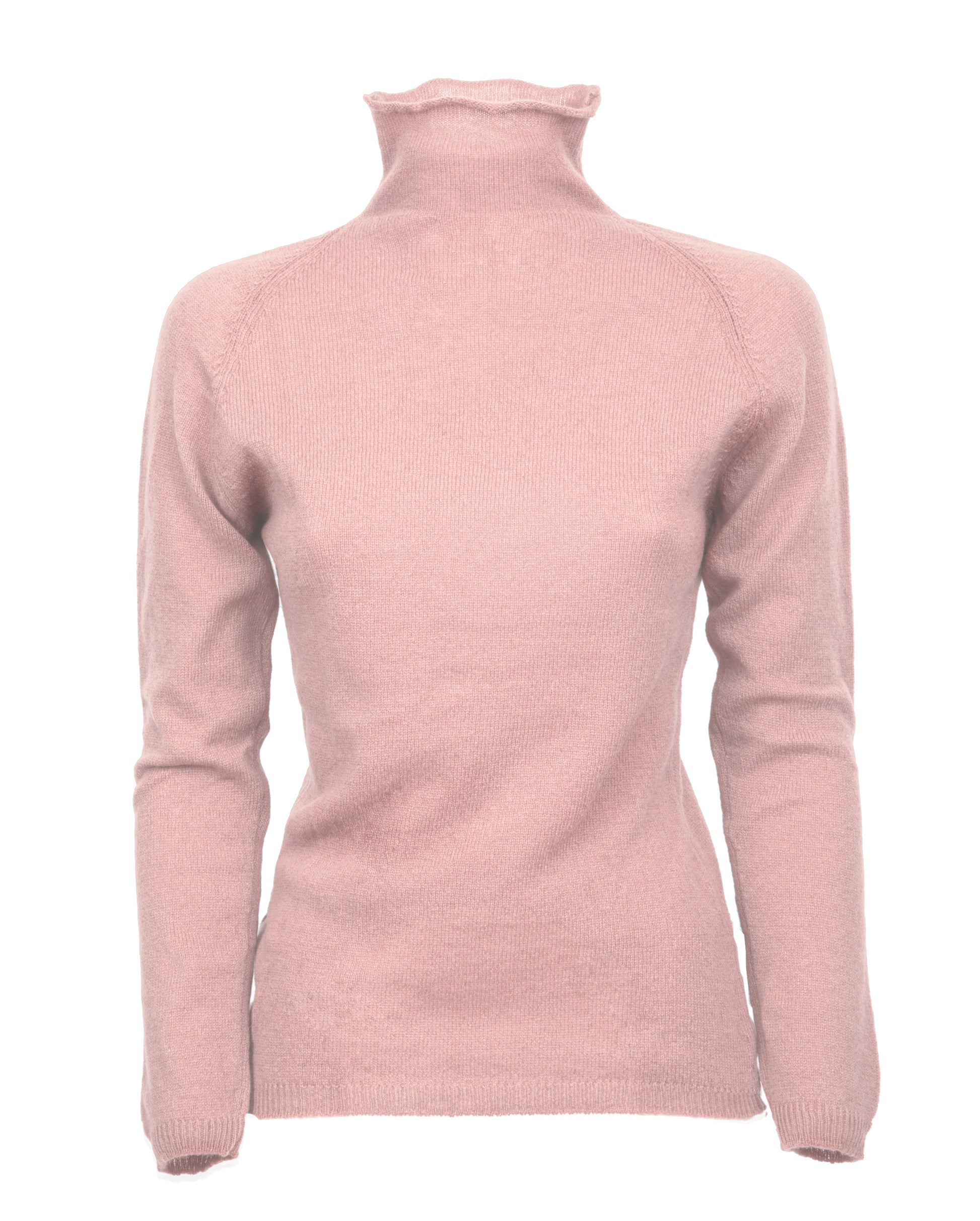 Womens Ultralight Cashmere Turtleneck Sweater Raglan Made In Italy Peach 1