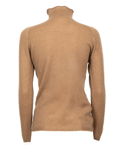 Womens Ultralight Cashmere Turtleneck Sweater Raglan Made In Italy Camel 7
