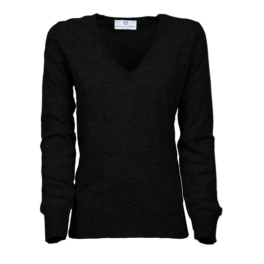 NEW FALL 24 - Women's Pure Cashmere V-Neck Sweater Black