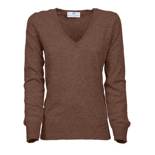 NEW FALL 24 - Women's Pure Cashmere V-Neck Sweater Brown