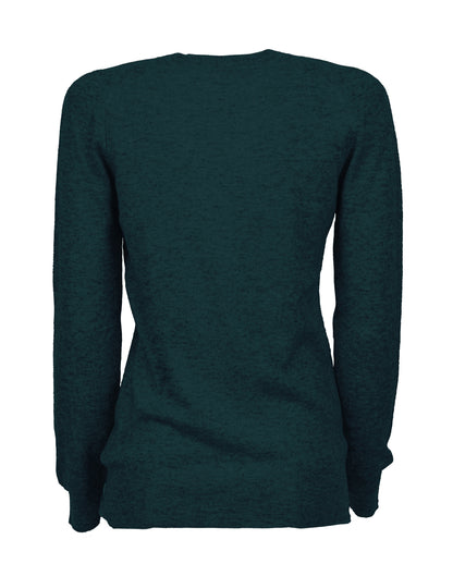 Womens V Neck Sweater Cashmere Forest Green Made In Italy 2