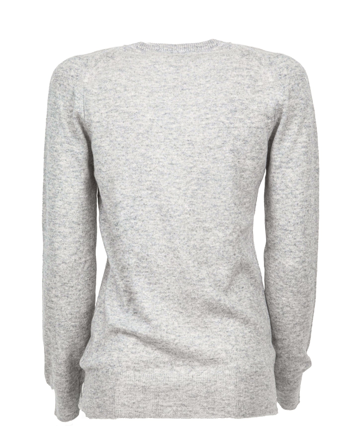 Womens V Neck Sweater Cashmere Light Gray Made In Italy 7