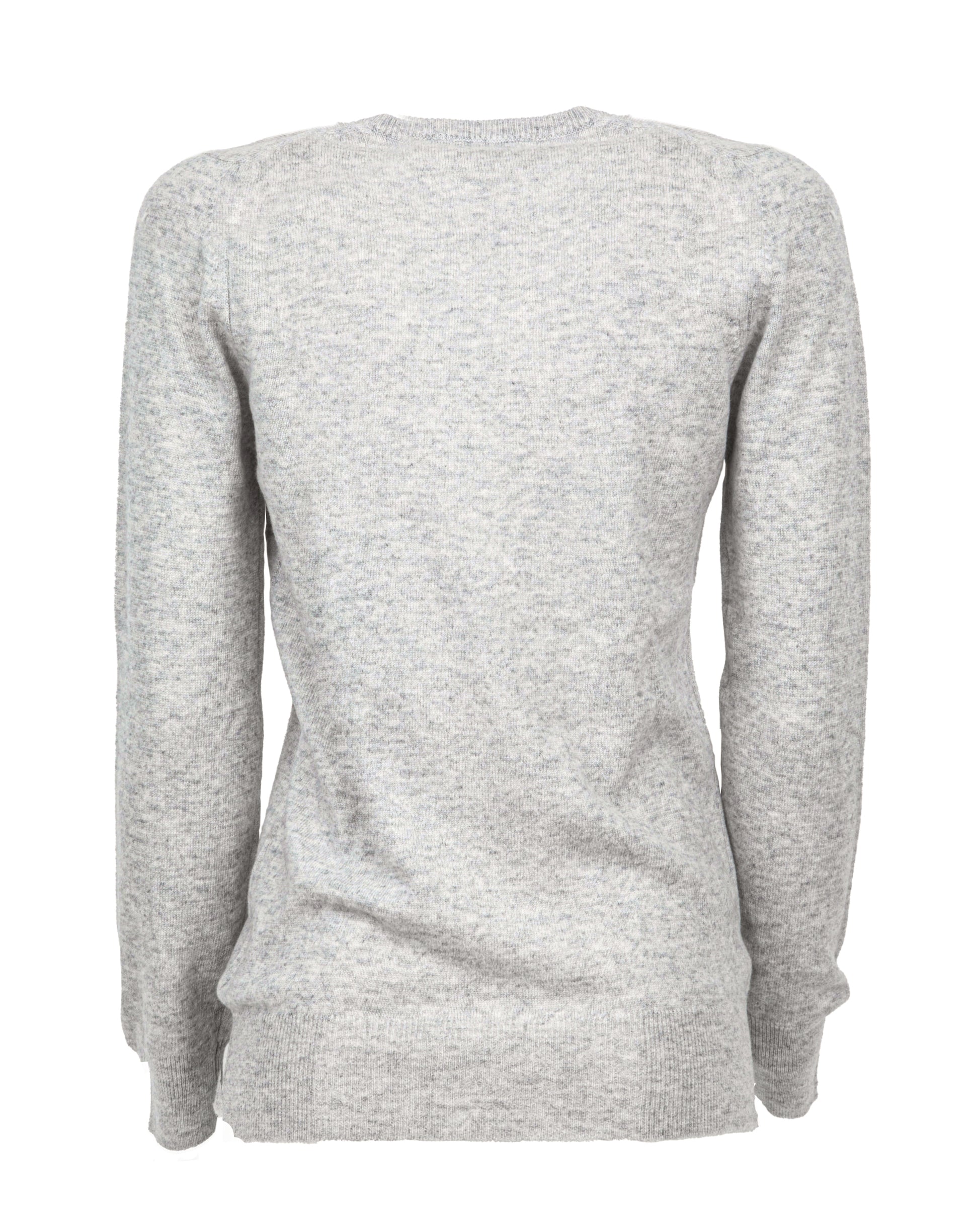 Womens V Neck Sweater Cashmere Light Gray Made In Italy 7