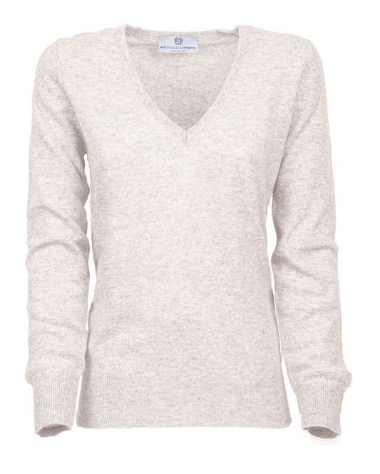 NEW FALL 24 - Women's Pure Cashmere V-Neck Sweater Off White