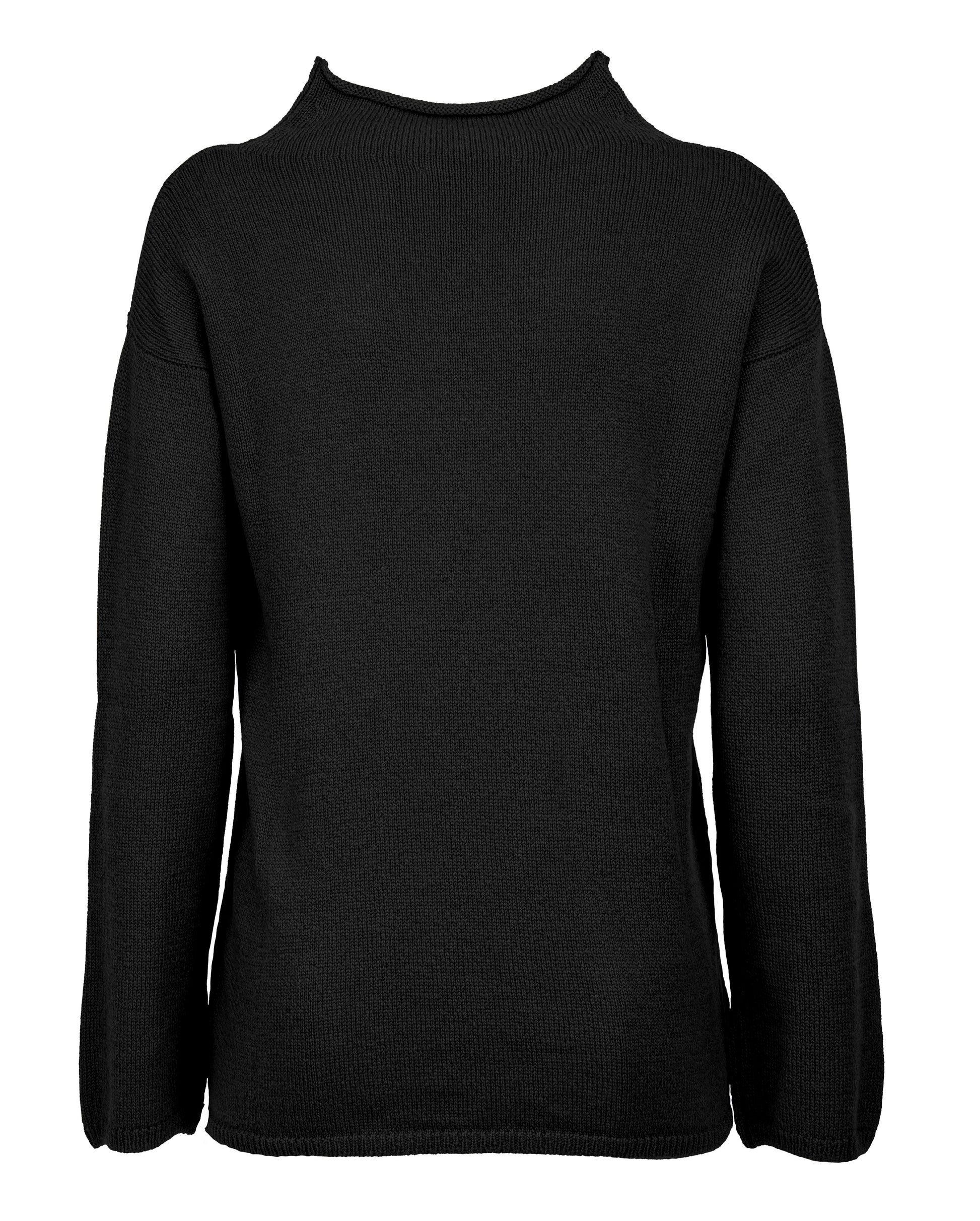 Womens Wide Funnel Turtleneck Sweater in Cashmere Lambswool Blen Made In Italy Black 2
