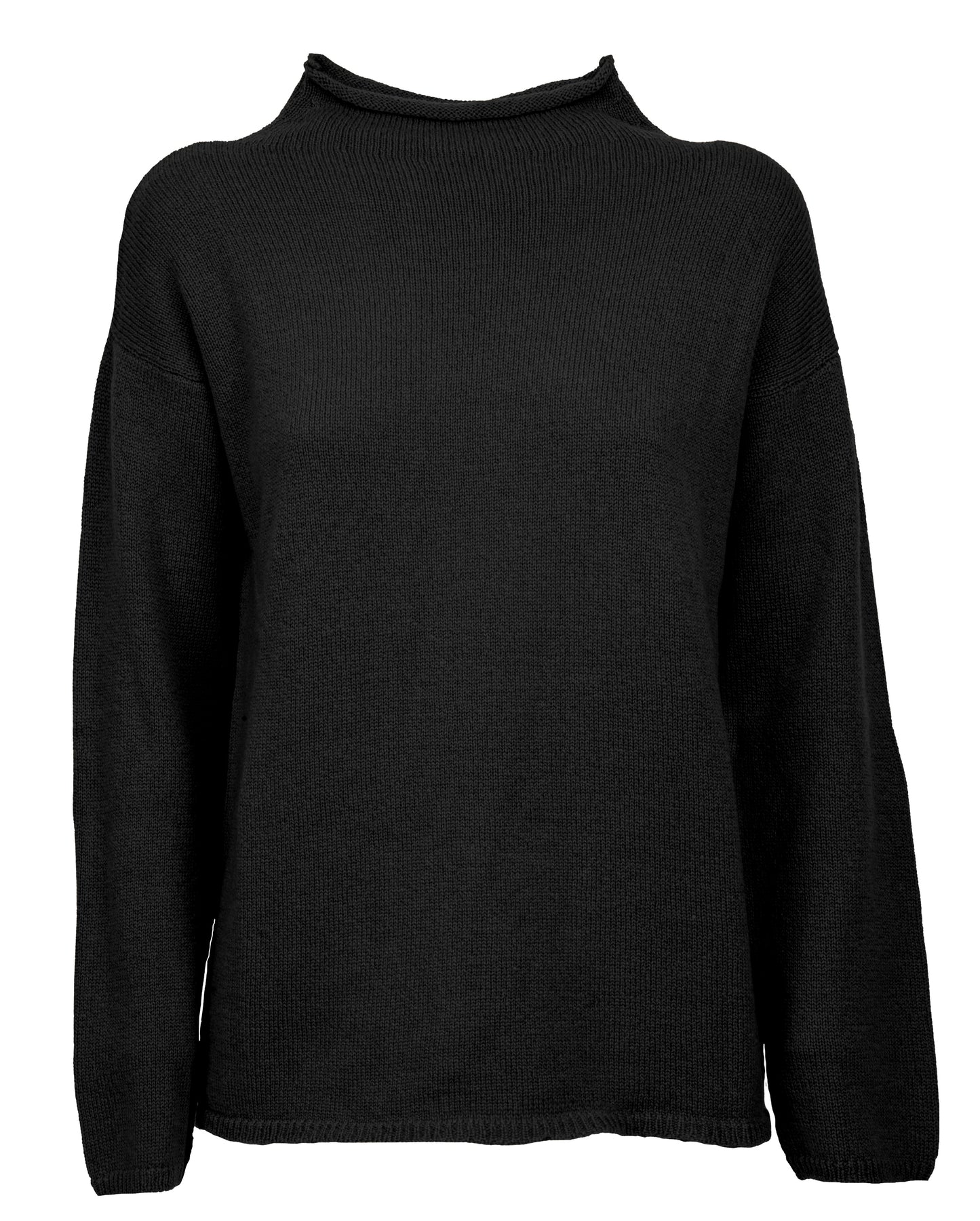 Womens Wide Funnel Turtleneck Sweater in Cashmere Lambswool Blen Made In Italy Black 1