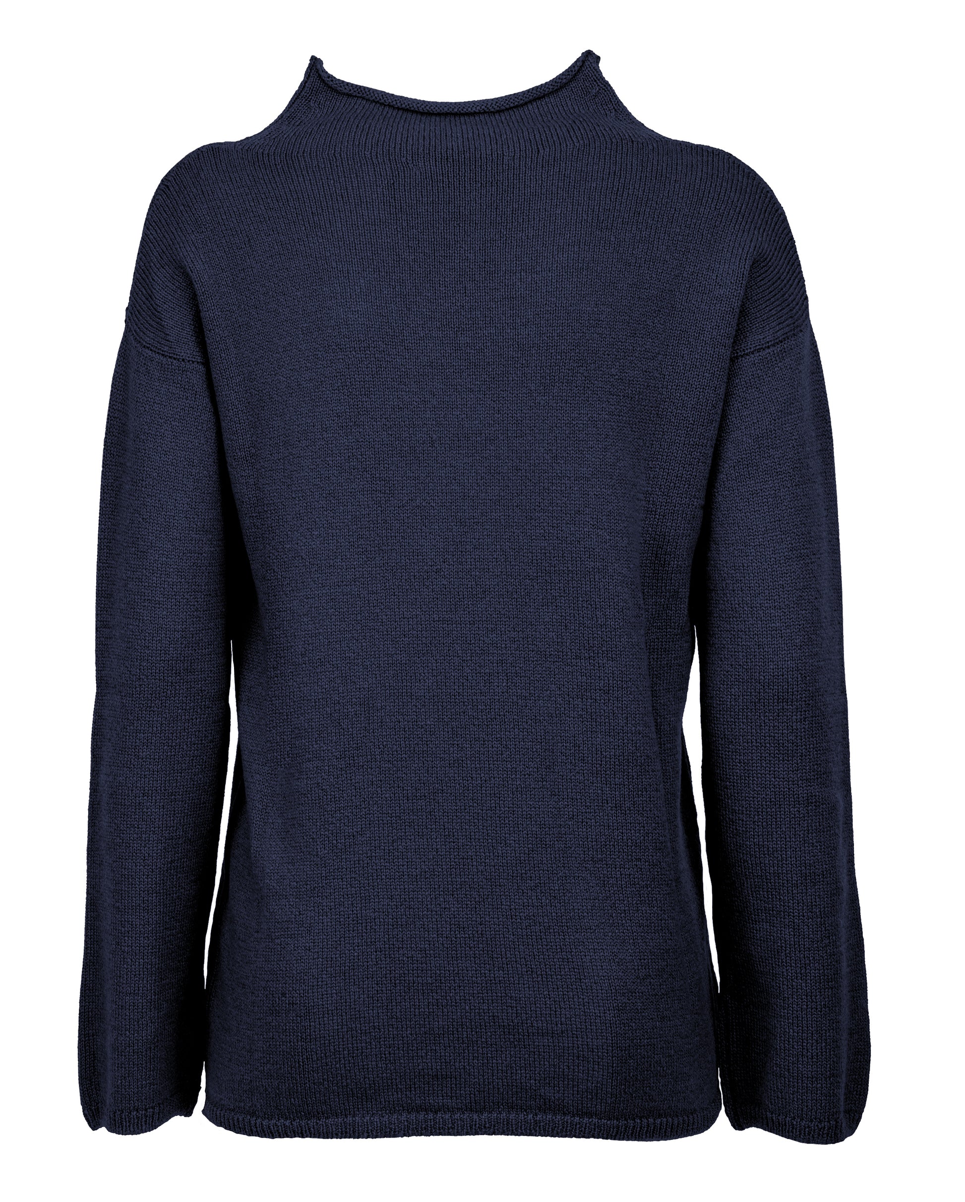 Womens Wide Funnel Turtleneck Sweater in Cashmere Lambswool Blen Made In Italy Night Blue 2