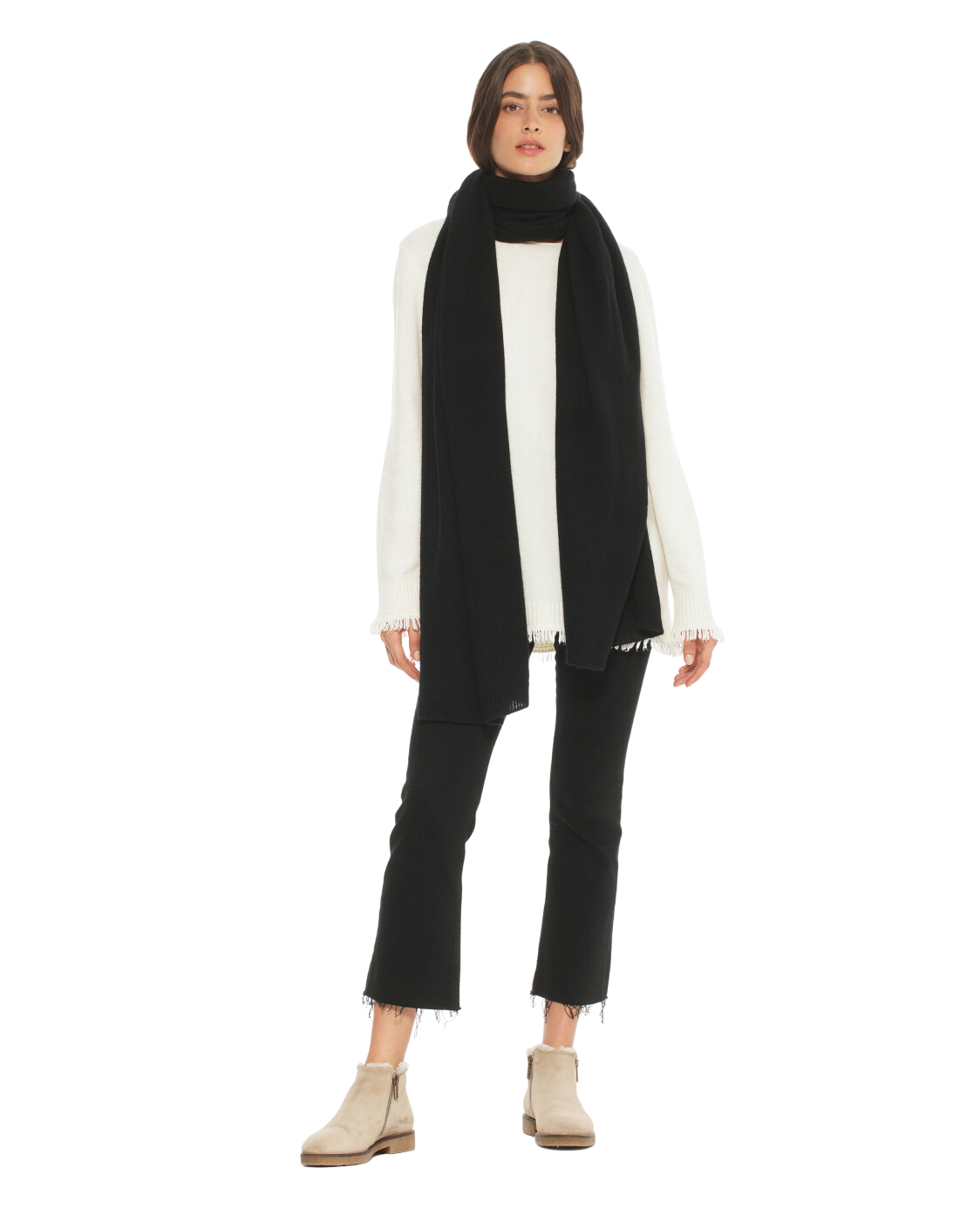 Monticelli Women's Cashmere Wrap Scarf Made In Italy Black 4