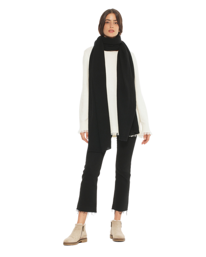 Monticelli Women's Cashmere Wrap Scarf Made In Italy Black 4