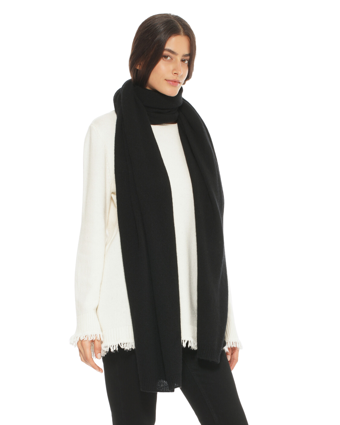 Monticelli Women's Cashmere Wrap Scarf Made In Italy Black 3