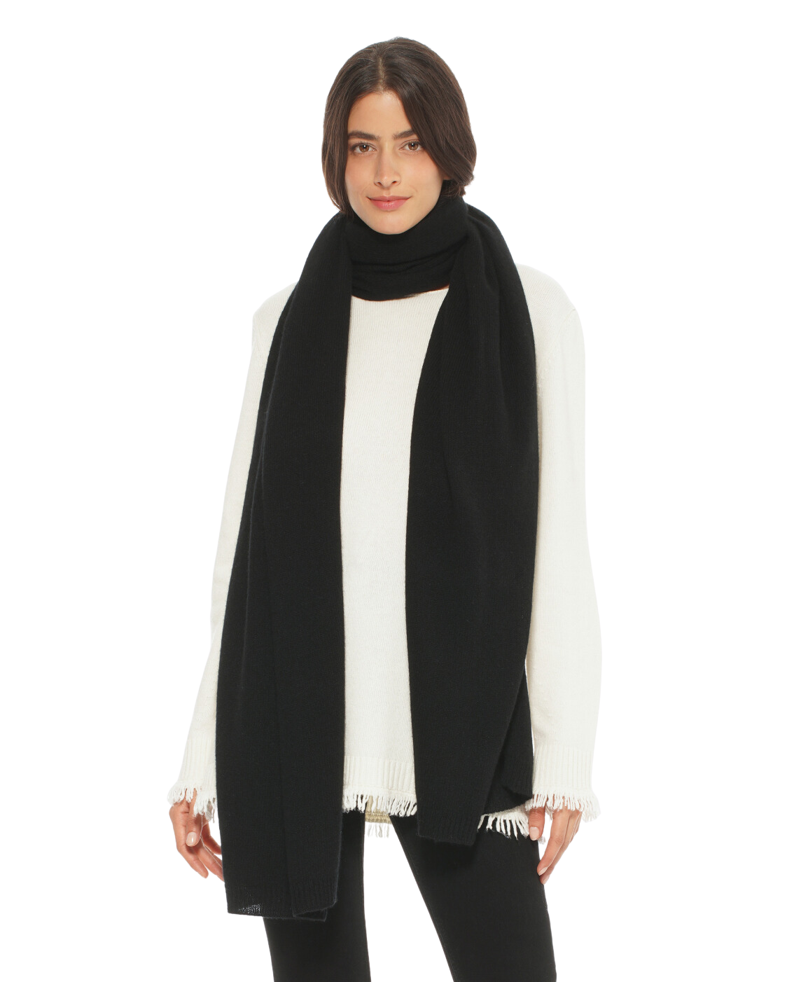 Monticelli Women's Cashmere Wrap Scarf Made In Italy Black 1