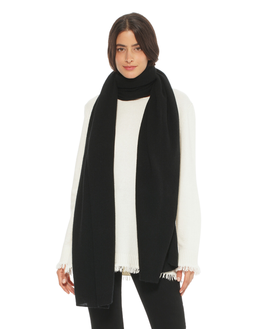 Monticelli Women's Cashmere Wrap Scarf Made In Italy Black 1