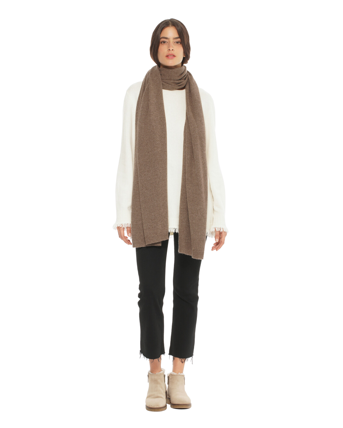 Monticelli Women's Cashmere Wrap Scarf Made In Italy Brown 3