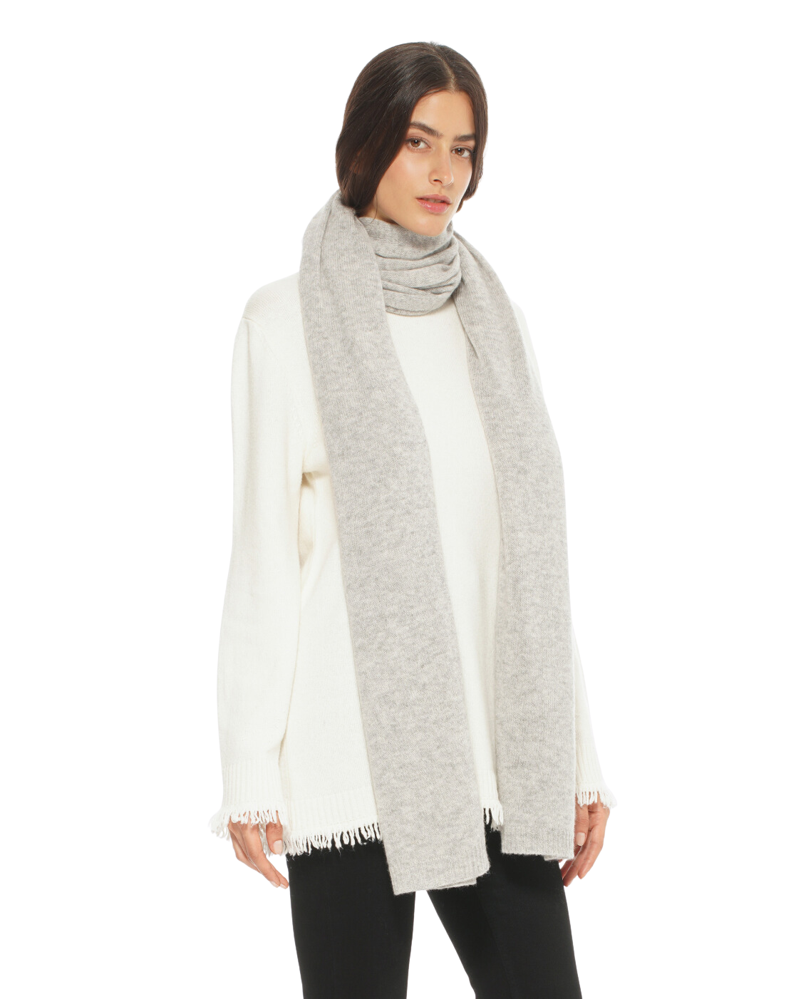 Monticelli Women's Cashmere Wrap Scarf Made In Italy Light Grey 3