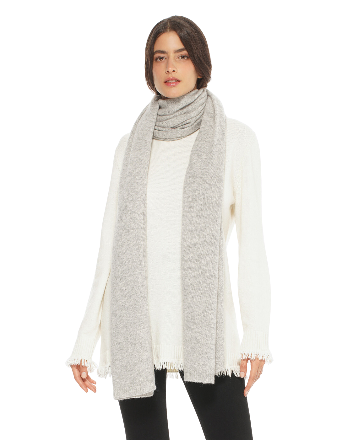 Monticelli Women's Cashmere Wrap Scarf Made In Italy Light Grey 1