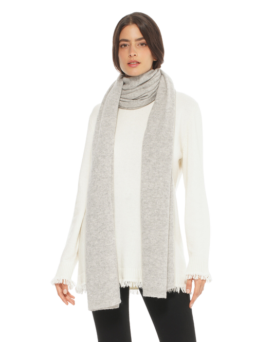 Monticelli Women's Cashmere Wrap Scarf Made In Italy Light Grey 1