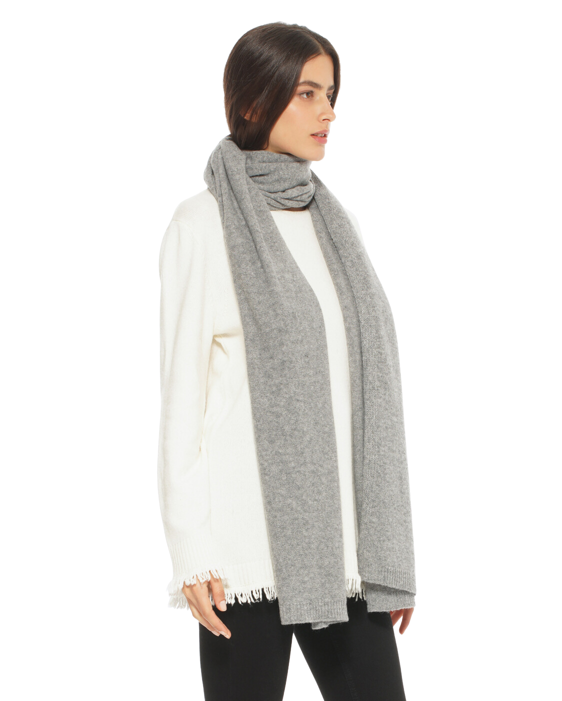 Monticelli Women's Cashmere Wrap Scarf Made In Italy Medium Grey 2
