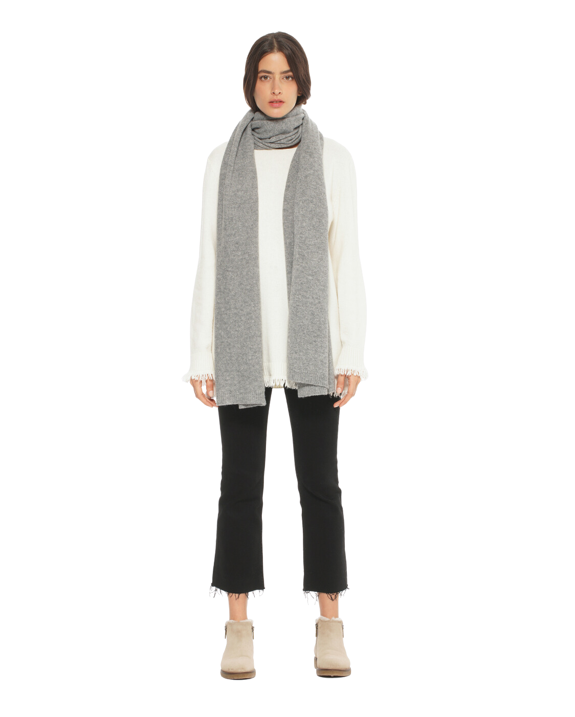 Monticelli Women's Cashmere Wrap Scarf Made In Italy Medium Grey 3