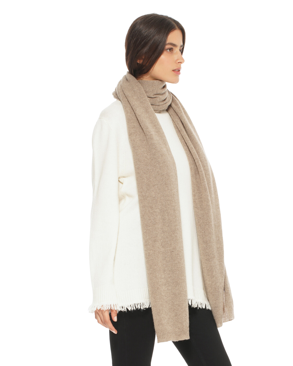 Monticelli Women's Cashmere Wrap Scarf Made In Italy Taupe 3