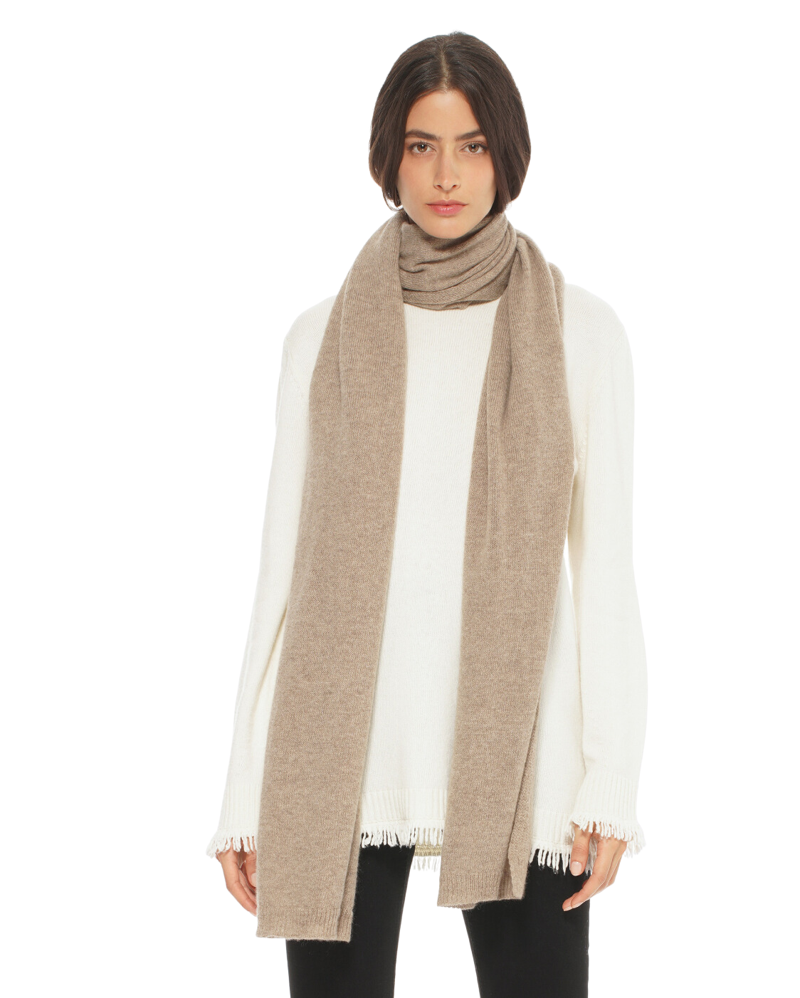 Monticelli Women's Cashmere Wrap Scarf Made In Italy Taupe 1